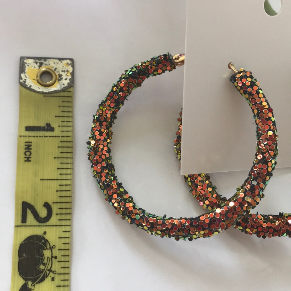 Glitter Hoop Earrings - Picture 3 of 5
